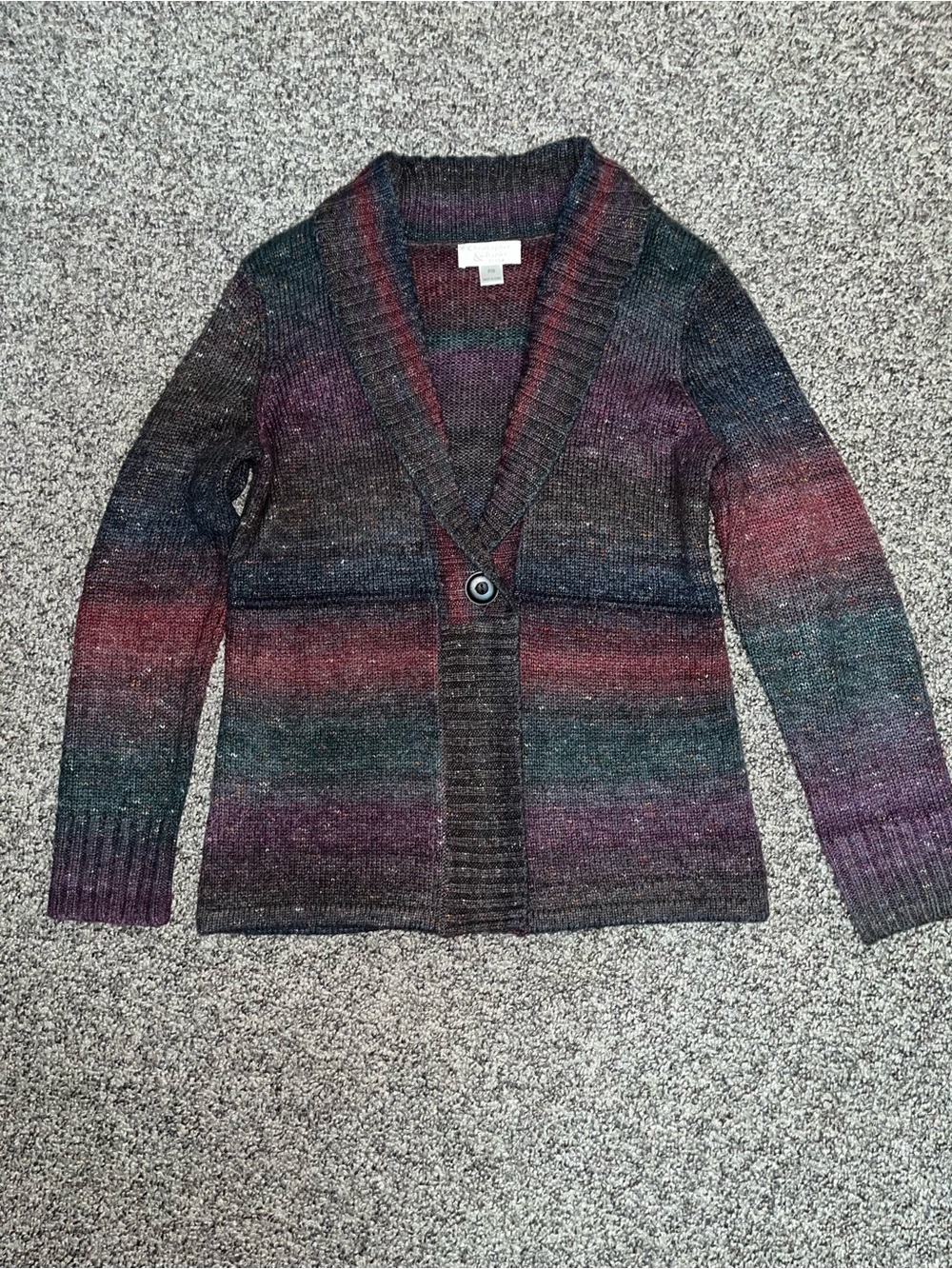 Christopher & Banks Multicolor Striped V-Neck Cardigan in Jewel Tones